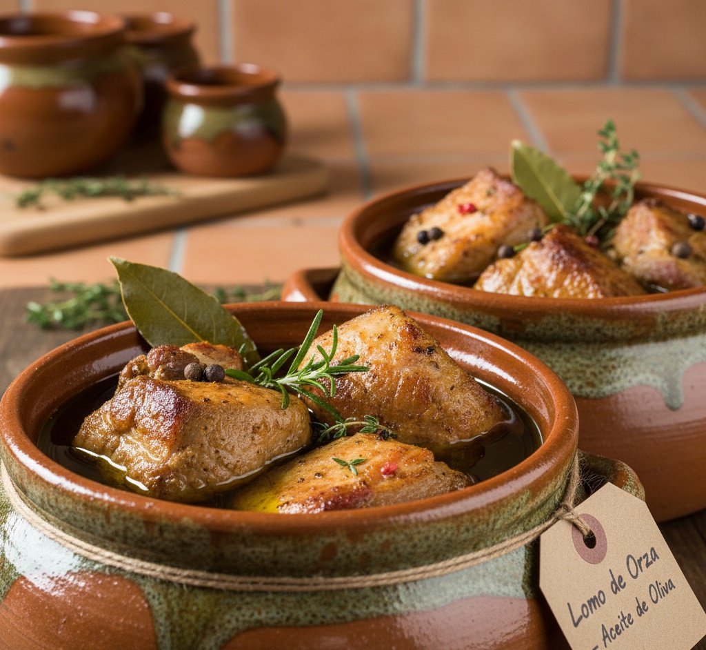 lomo de orza en aceite en orza de barro