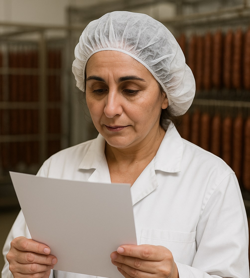 Mujer supervisando secadero de embutidos en Tomelloso Embutidos Castro