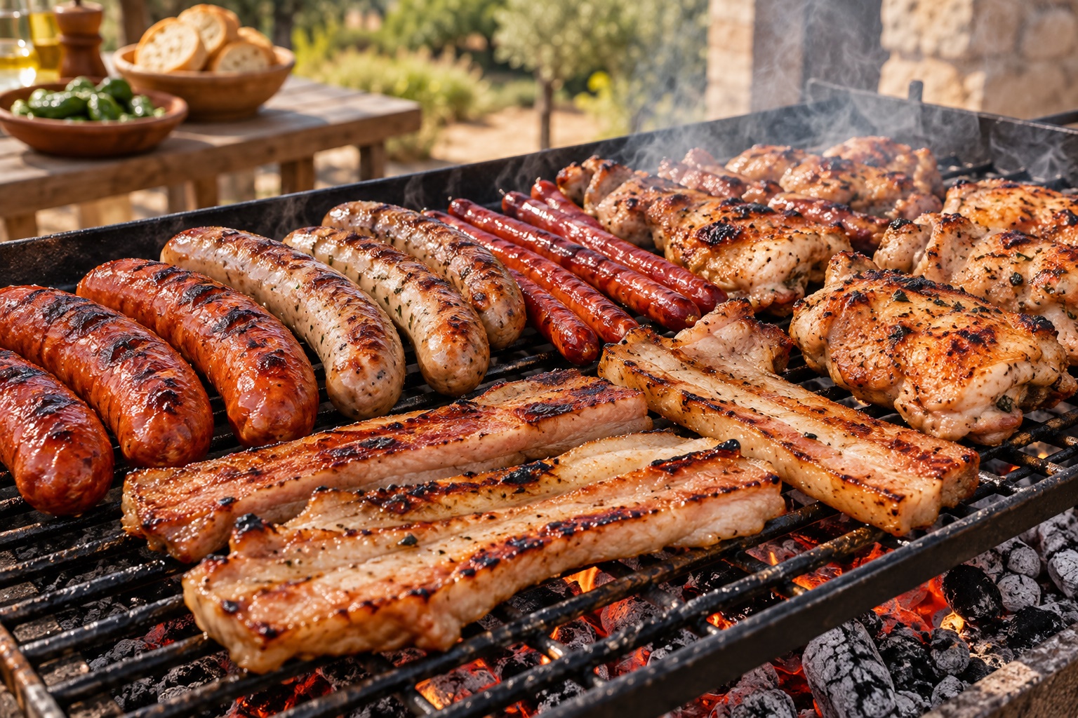 Carne para barbacoa con chorizo, longaniza, chistorra, panceta y muslos deshuesados de Embutidos Castro en Tomelloso, Ciudad Real.