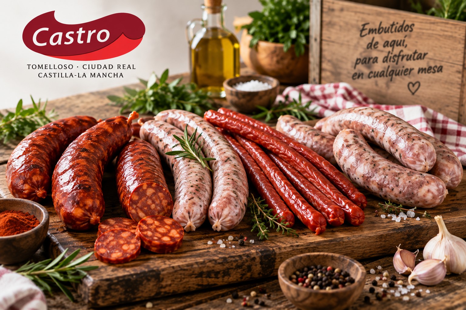 Chorizo, longaniza, chistorra y chorizo criollo de Embutidos Castro en Tomelloso, Ciudad Real