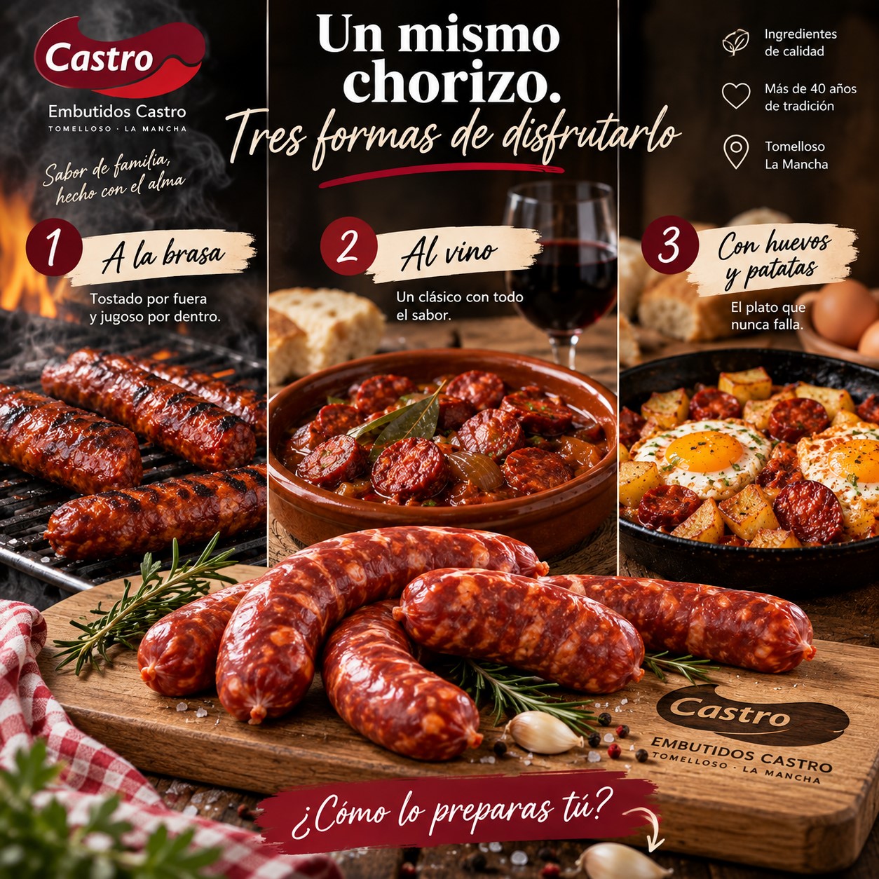 Chorizo fresco para barbacoa de Embutidos Castro en Tomelloso Ciudad Real